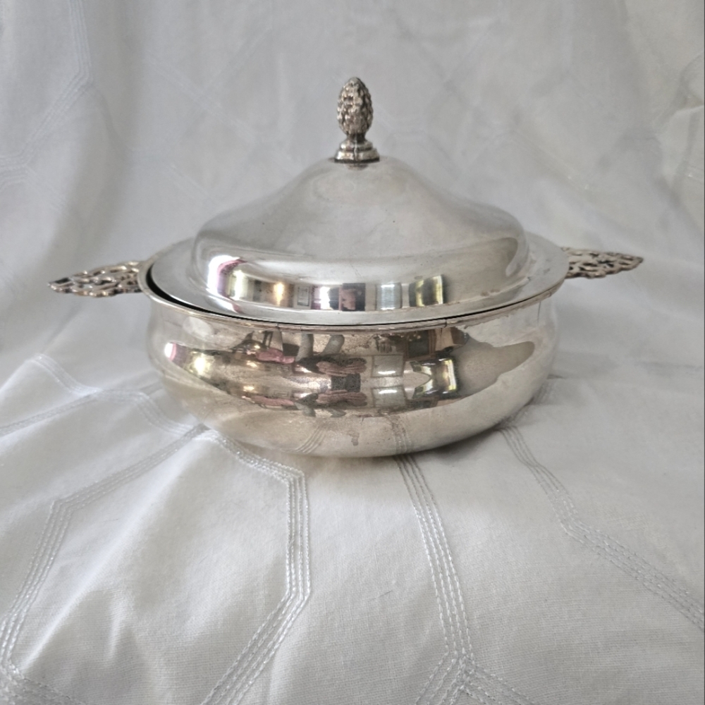 Silver plated serving dish with